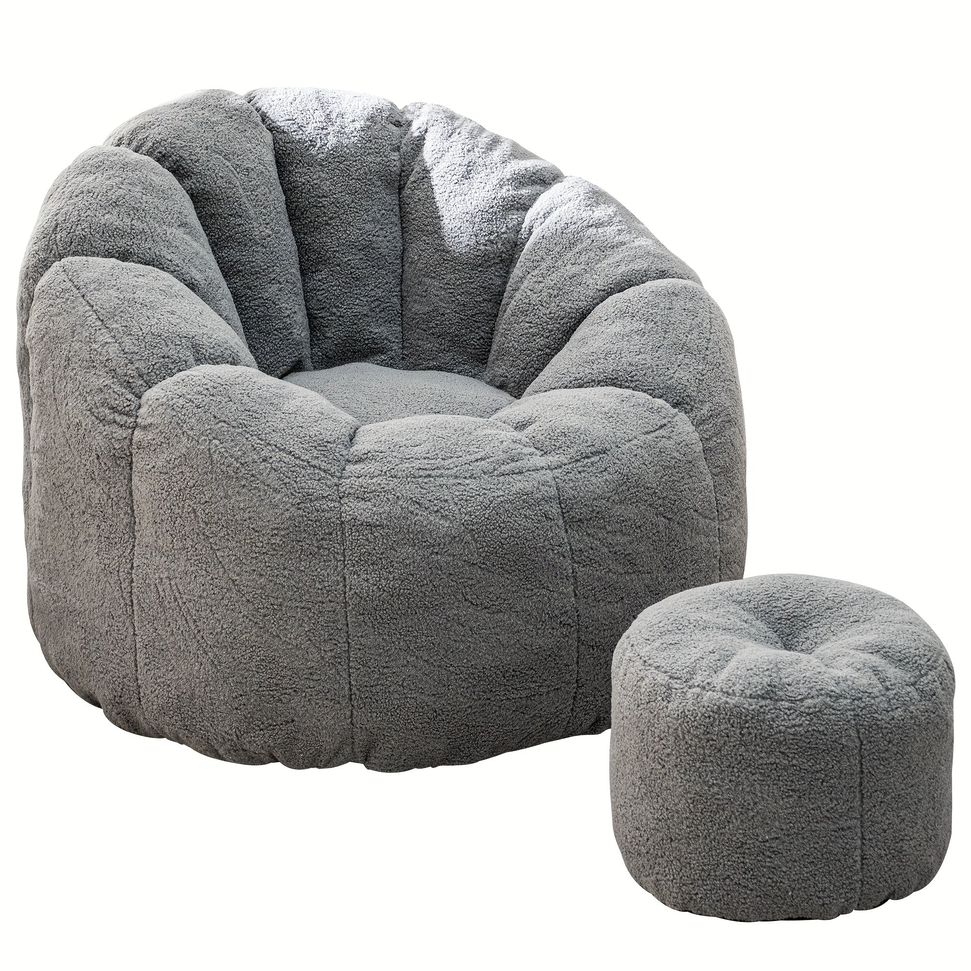 LAMERGE Beanbag Chairs with Foot Stools, Soy Bag Chairs And Foot Stools, Indoor Recliners, Comfortable And Lazy Sofa Chairs And Foot Stools, Reading Chairs for Living Rooms, Bedrooms, Essential Home Furnishings for Home Relaxation