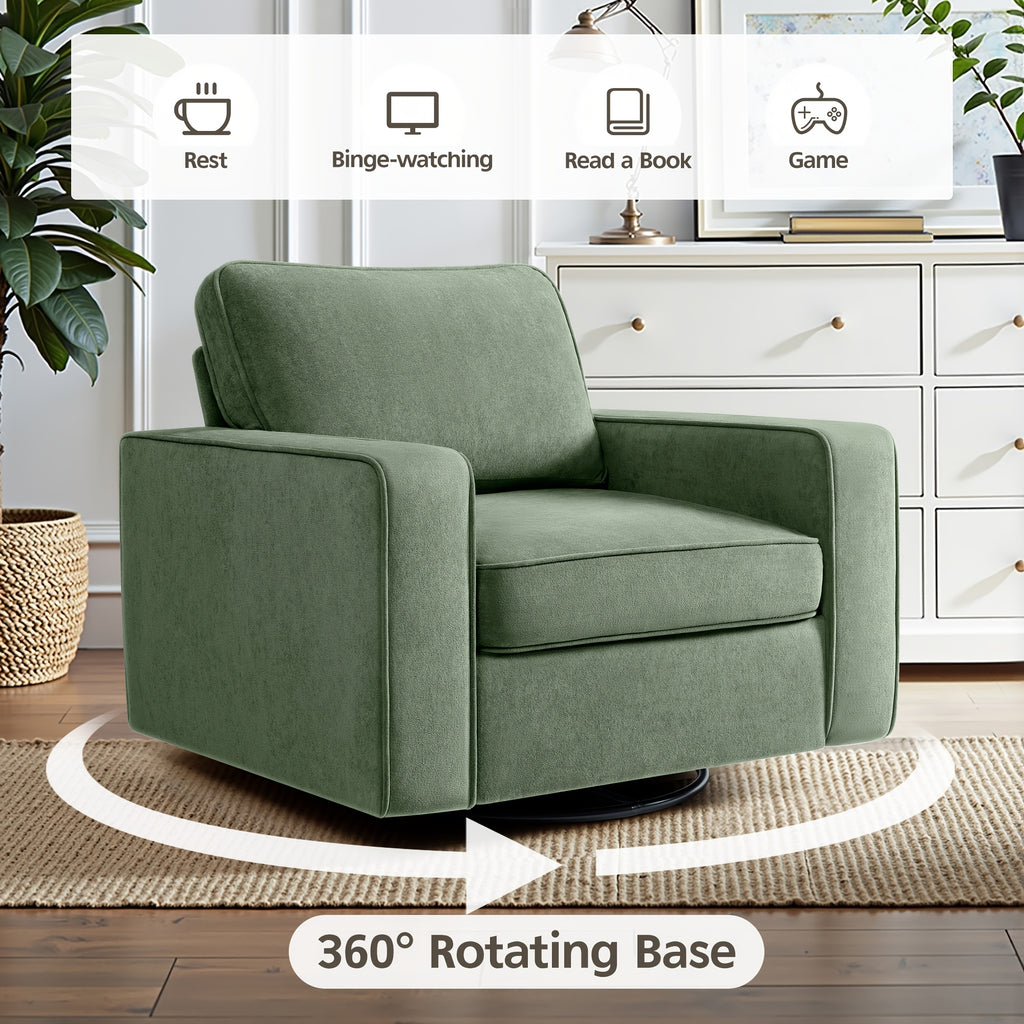 KERDOM 360° Swivel Barrel Sofa Chair, Modern Single Sofa Lounge Armchair, Cloud Plush Rotating Accent Sofa, Seating Corner Nook Side Reading Seat 360 Degree Rotation Base, Removable And Washable Pillows, One-Seater Sofa Chair for Office\u002FLeisure Room