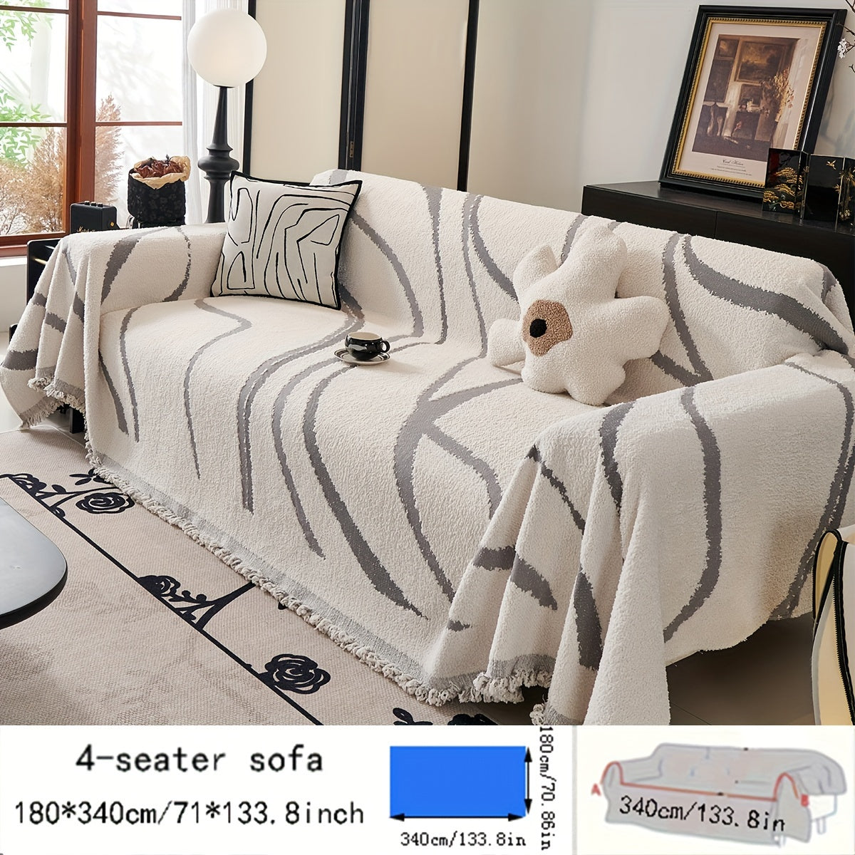 One Piece of Thickened Polar Velvet Sofa Towel, Suitable for All Seasons, Pet Friendly, Anti-Cat Scratch, Dust Protection, Cushion Cover, Can Be Used as Office Resting Blanket, Nap Blanket, Shawl, Suitable for Kitchen and Living Room Sofa Cover