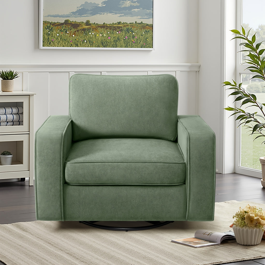 KERDOM 360° Swivel Barrel Sofa Chair, Modern Single Sofa Lounge Armchair, Cloud Plush Rotating Accent Sofa, Seating Corner Nook Side Reading Seat 360 Degree Rotation Base, Removable And Washable Pillows, One-Seater Sofa Chair for Office\u002FLeisure Room