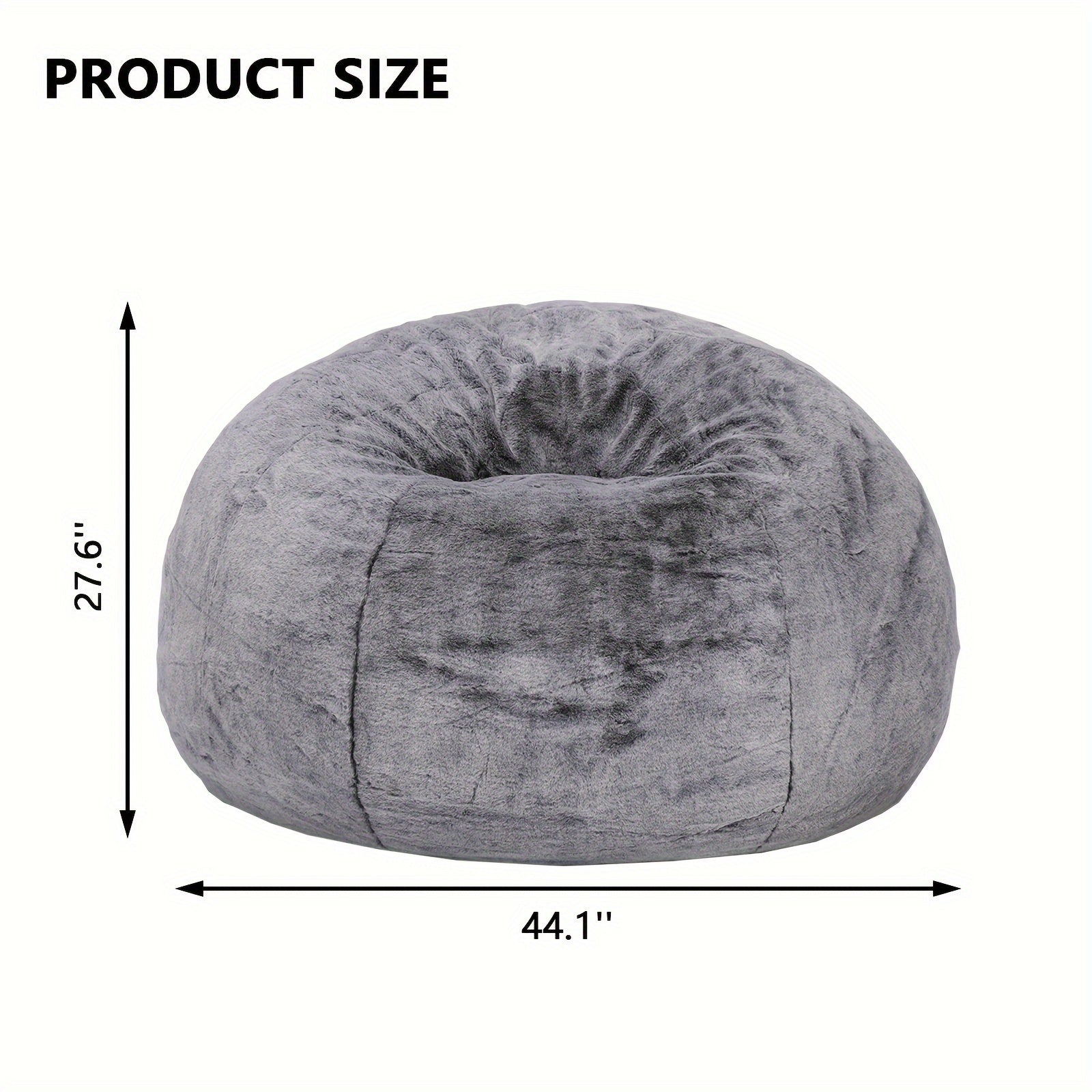 DKLGG Bean Bag Chair, Modern Round Bean Bag Sofa with Filler, Velvet Memory Foam Bean Bag, Giant Fluffy Lazy Sofa, Classic Imperial Lounger Bean Bag Chair for  Living Room, Bedrooms, Gray