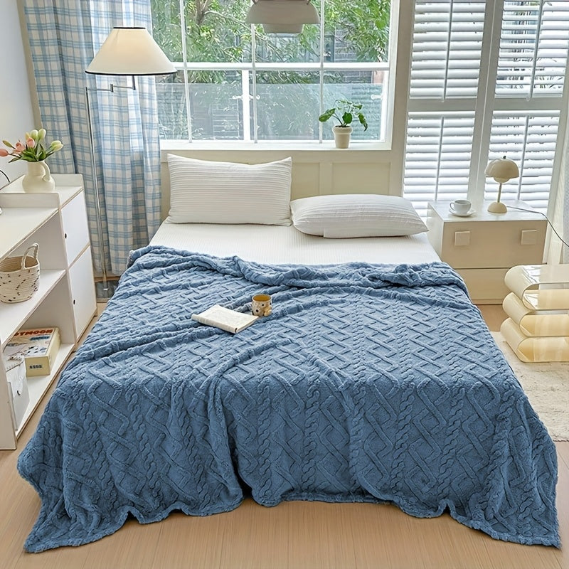 1pc Extra Thick Plush Fleece Blanket - Ultra Soft Luxury Bedspread\u002FThrow - All-Season Couch, Bed, Travel - Beige, Brown, Gray, Blue, Green, Pink, Black, White, - Elegant Home Decor in Neutral Tones - Cozy Warmth for Modern Interiors - Lamb Fleece wit