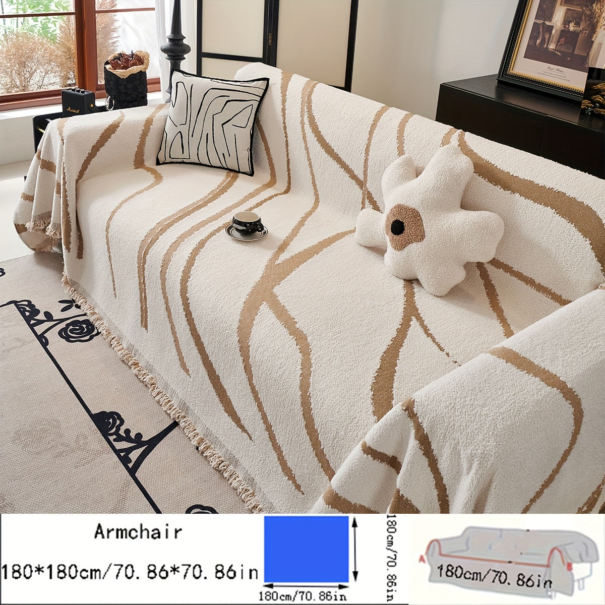 One Piece of Thickened Polar Velvet Sofa Towel, Suitable for All Seasons, Pet Friendly, Anti-Cat Scratch, Dust Protection, Cushion Cover, Can Be Used as Office Resting Blanket, Nap Blanket, Shawl, Suitable for Kitchen and Living Room Sofa Cover