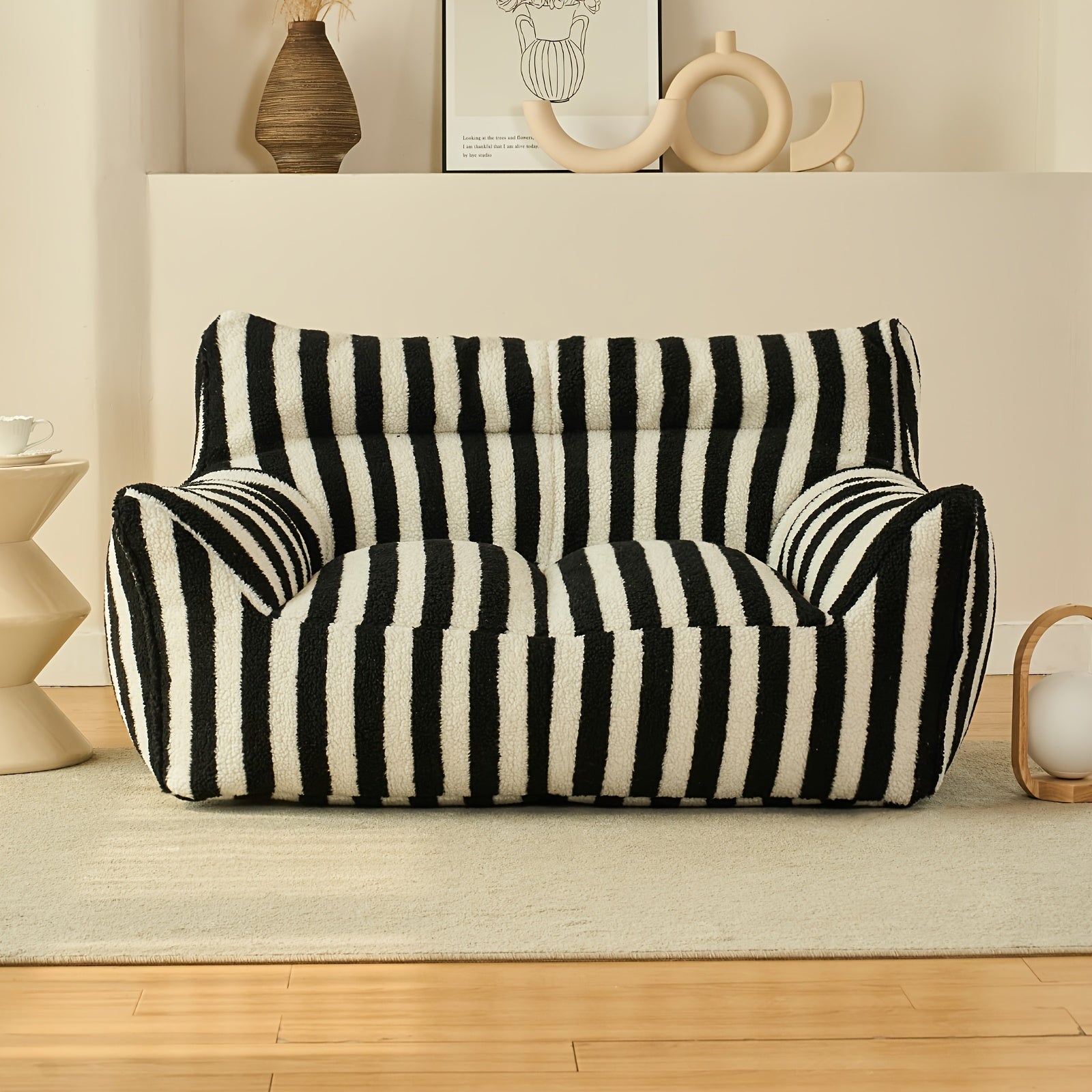 Giant Bean Bag Chairs For Adults With Filling Plush Fluffy Bean Bag Single Sofa And Loveseat With Armrest, Lounge Lazy Floor BeanBag Chair, Cozy Fluffy Couch For Living Room, Bedroom & Dorm