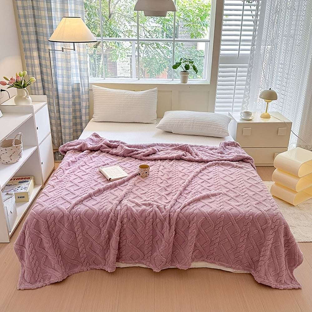 1pc Extra Thick Plush Fleece Blanket - Ultra Soft Luxury Bedspread\u002FThrow - All-Season Couch, Bed, Travel - Beige, Brown, Gray, Blue, Green, Pink, Black, White, - Elegant Home Decor in Neutral Tones - Cozy Warmth for Modern Interiors - Lamb Fleece wit