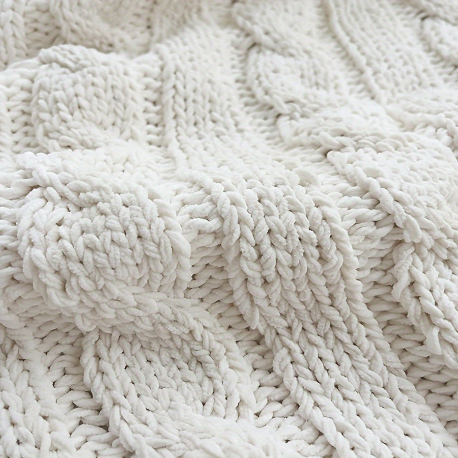 Ball Knitted Blanket Super Soft And Comfortable Chenille Knitted Thick Blanket with Fourteen Plush Ball Decorations Sofa Bed Warm And Thick 50X60 Inches 2.2 Pounds