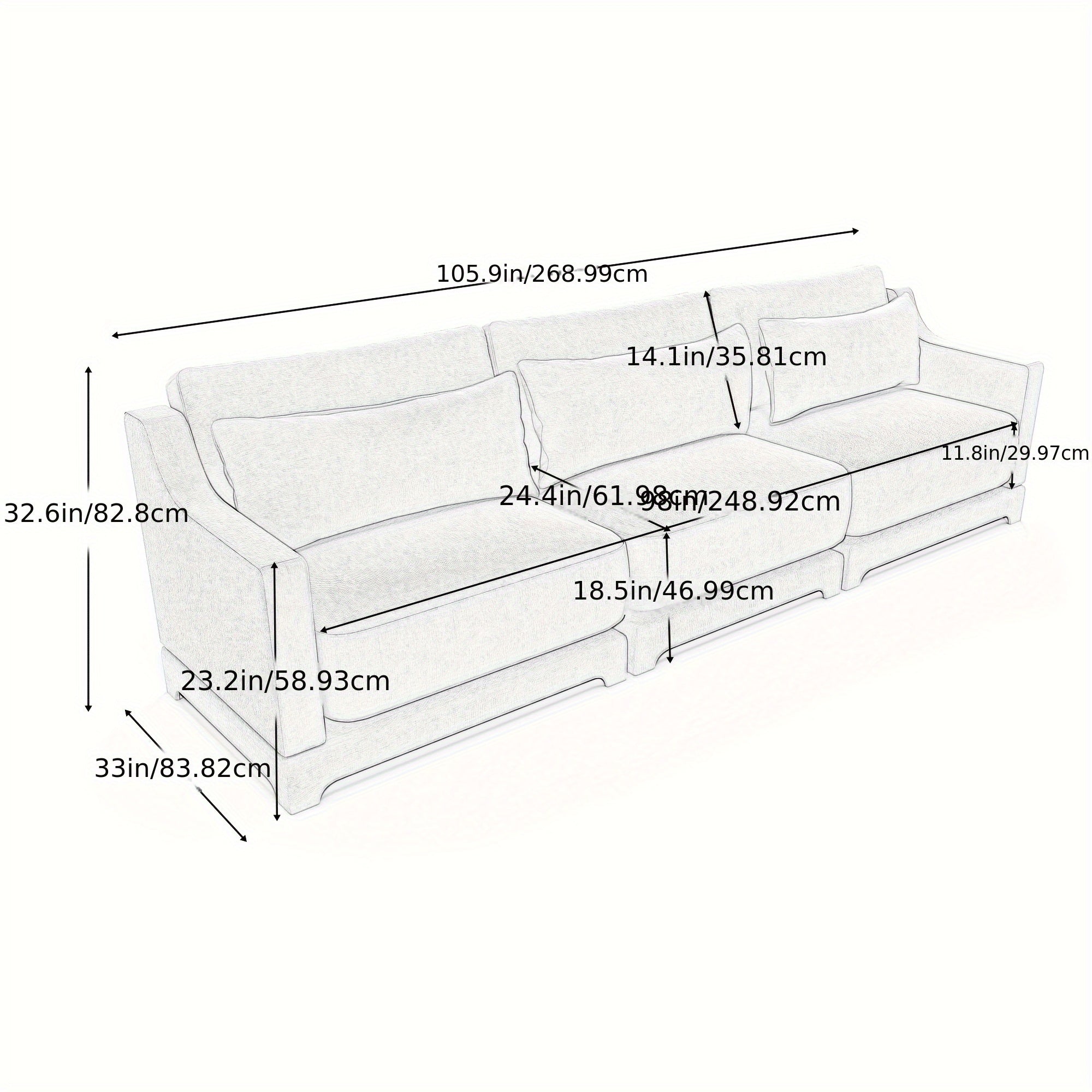 The Three-piece Suede Sofa Bed Is Equipped with Ergonomically Designed Lumbar Support Cushions And Deep Seating, Suitable for Living Rooms, Guest Rooms, And Apartments.