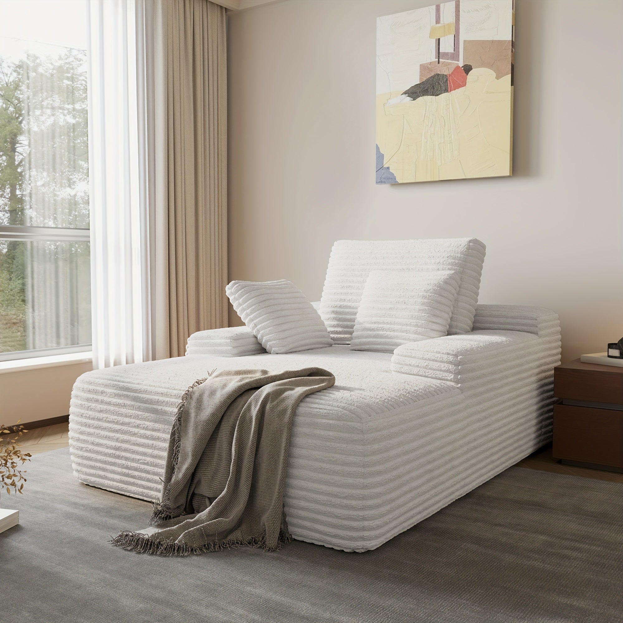 Oversized Accent Chair With Ottoman, Modern Corduroy Single Sofa Chair Modular Sectional Sleeper Cloud Couch With Chaise Lounge For Living Room Office Apartment, Suitable For Christmas\u002FHalloween