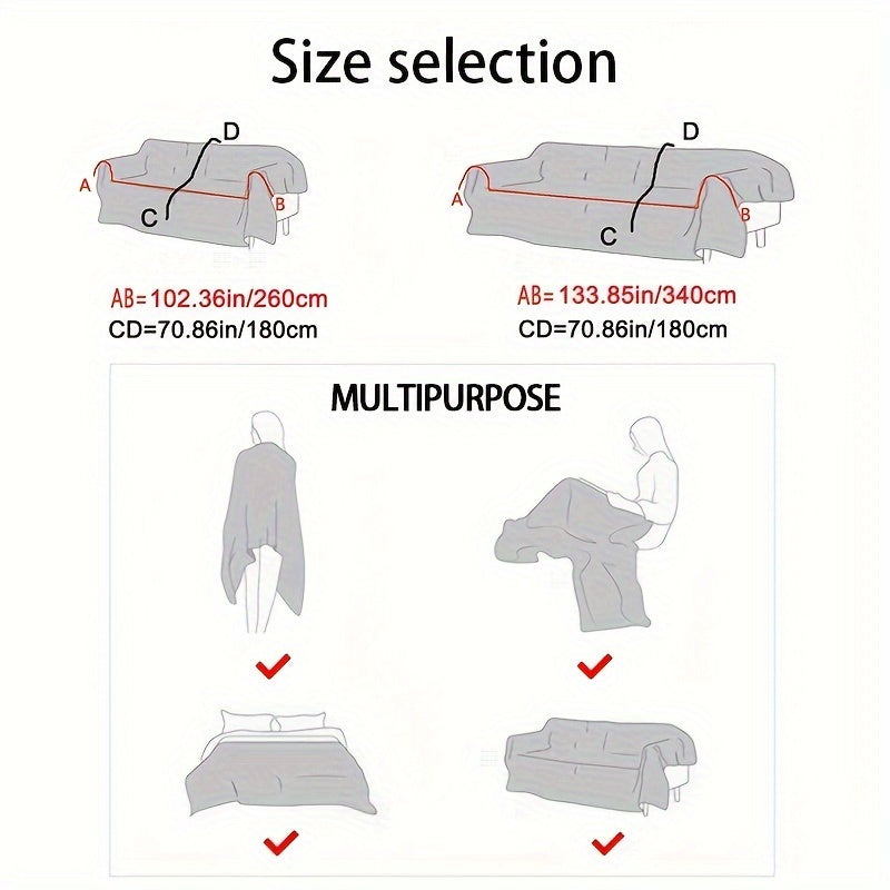 1pc Imitation Rabbit Fur Sofa Cover, Thickened Winter Plush Sofa Towel, Sofa Blanket, Anti Dirt And Pet Scratch Sofa Slide Cover, Furniture Protection Cover, Bedroom, Office, Living Room, Home Decoration Local Warehouse