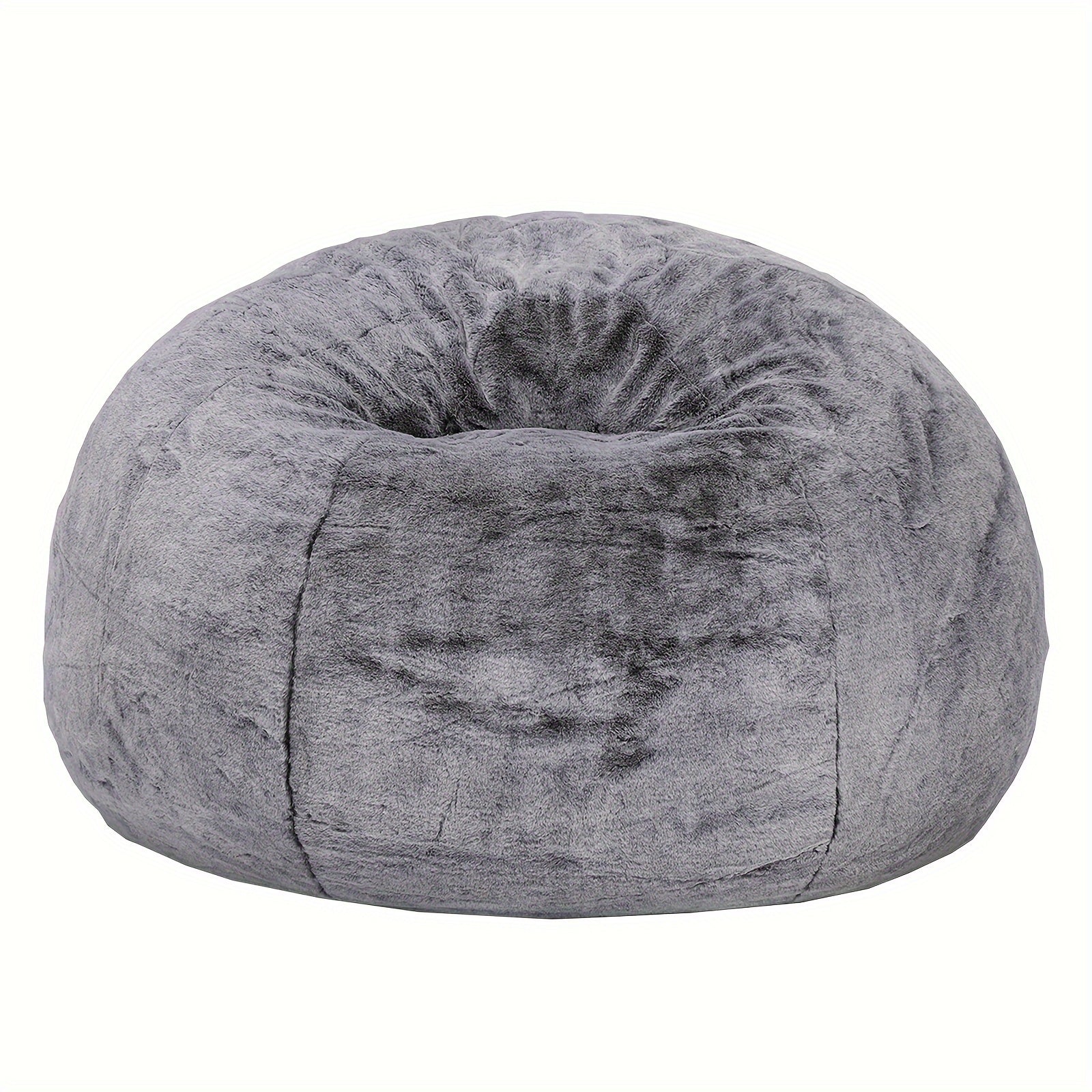 DKLGG Bean Bag Chair, Modern Round Bean Bag Sofa with Filler, Velvet Memory Foam Bean Bag, Giant Fluffy Lazy Sofa, Classic Imperial Lounger Bean Bag Chair for  Living Room, Bedrooms, Gray