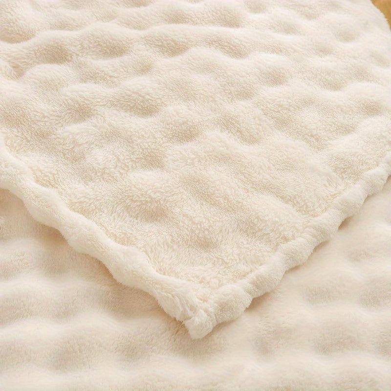 Luxury 3D Bubble Throw Blanket 5lb - Ivory 90x90 Inch Plush Soft All-Season Indoor\u002FOutdoor Blanket with PVC Backing, Hand Wash Only for Home Decor, Couch, Bed, Patio & Picnics, Blanket for Couch, Cozy Home Accessory, Elegant Home Decor, Durable PVC B