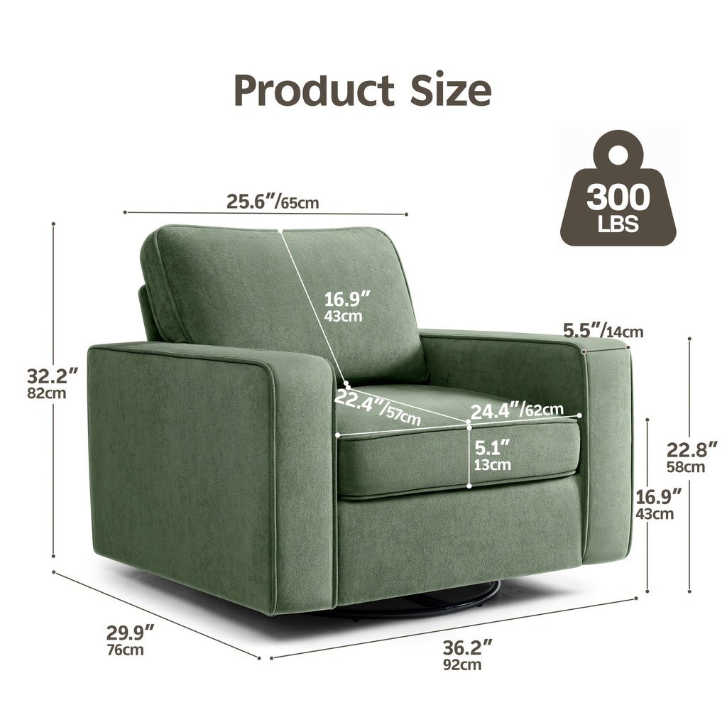 KERDOM 360° Swivel Barrel Sofa Chair, Modern Single Sofa Lounge Armchair, Cloud Plush Rotating Accent Sofa, Seating Corner Nook Side Reading Seat 360 Degree Rotation Base, Removable And Washable Pillows, One-Seater Sofa Chair for Office\u002FLeisure Room