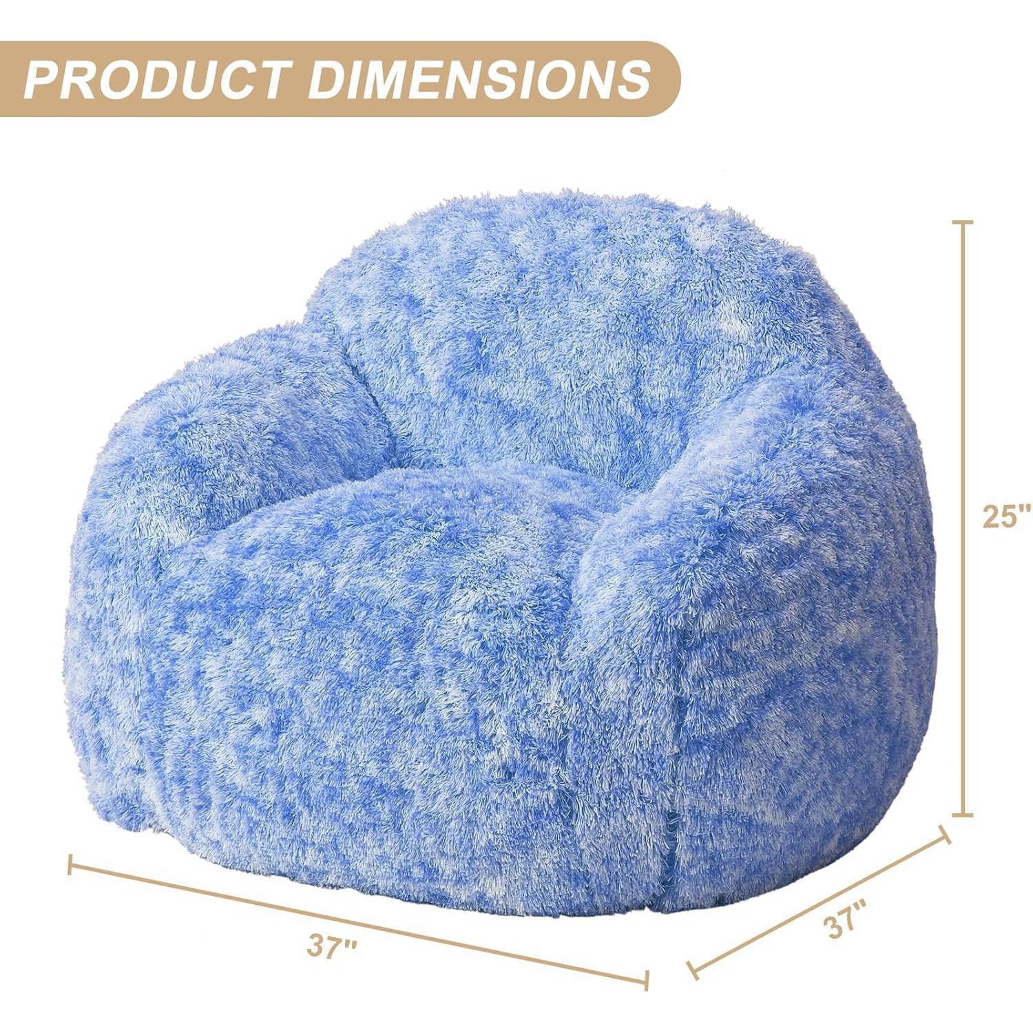 EuKer Bean Bag Chair, Plush Lazy Sofa High-Density Foam Floor Sofa with Armrest, Blue