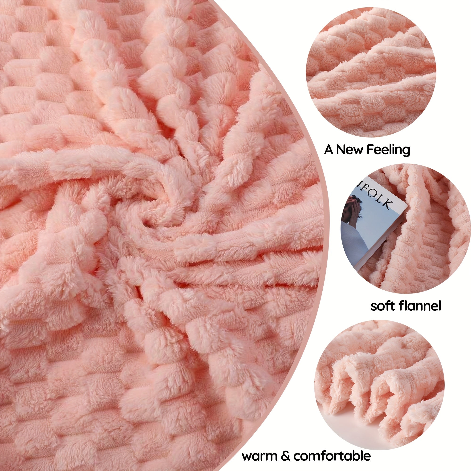 Queen Size Blanket for Couch, Cozy Lightweight Flannel Blanket, Warm Fuzzy Blanket for Winter Bed Sofa Travel (Pink, 60\