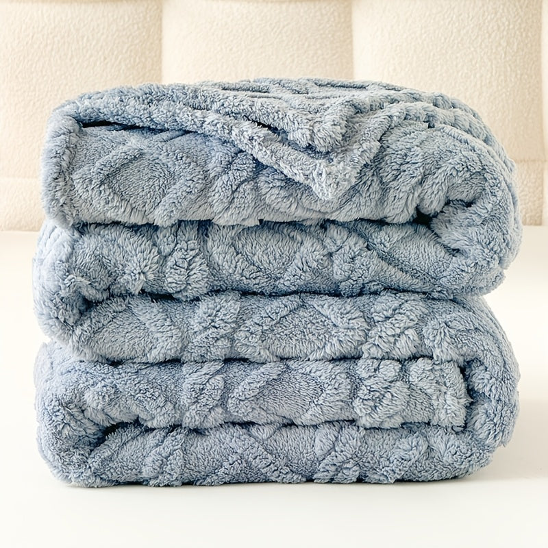 1pc Extra Thick Plush Fleece Blanket - Ultra Soft Luxury Bedspread\u002FThrow - All-Season Couch, Bed, Travel - Beige, Brown, Gray, Blue, Green, Pink, Black, White, - Elegant Home Decor in Neutral Tones - Cozy Warmth for Modern Interiors - Lamb Fleece wit