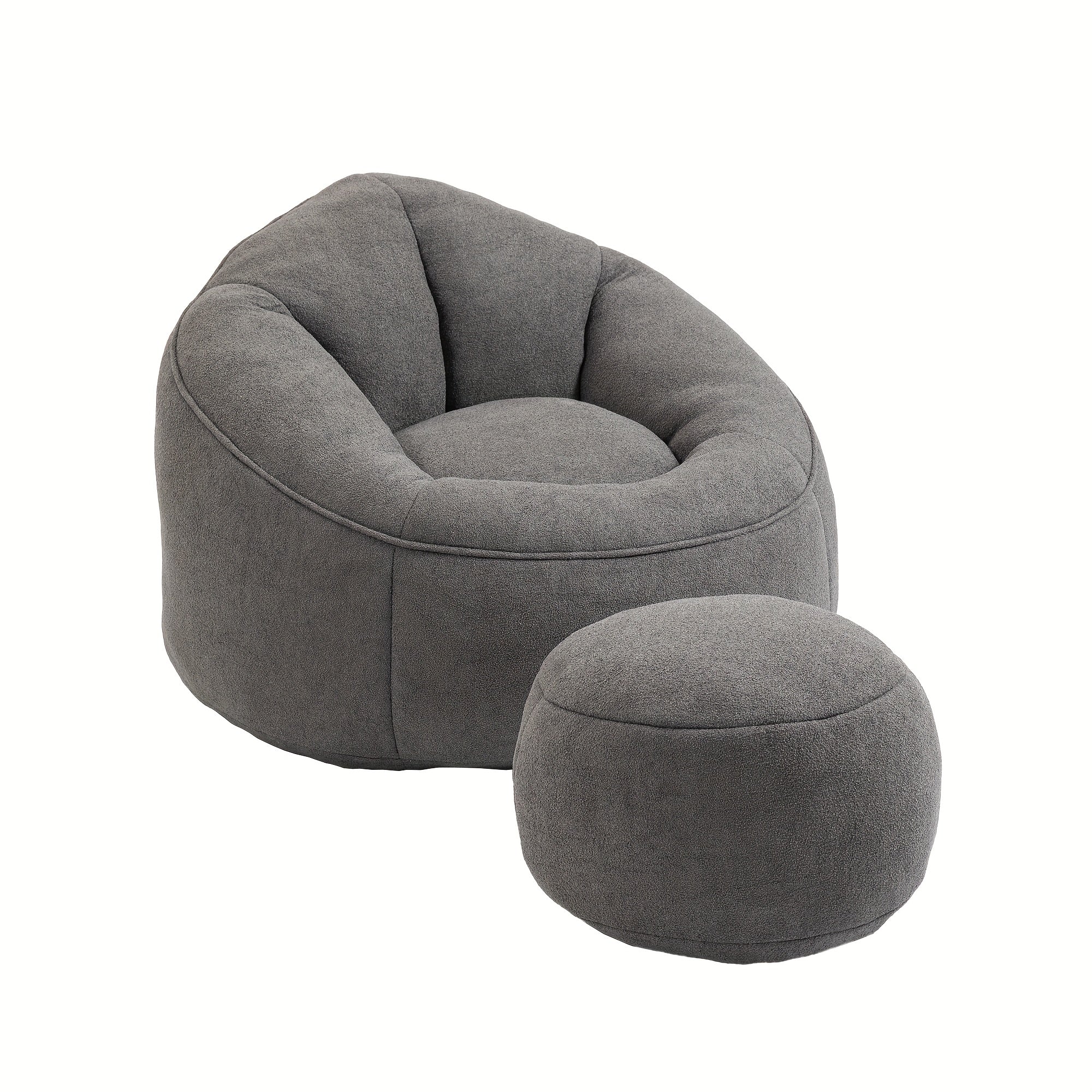 Bean Bag Chair With Ottoman, Comfy Bean Bag Sofa Chair, High Pressure Foam Lazy Sofa, Modern Accent BeanBag Chairs For Living Room, Bedroom