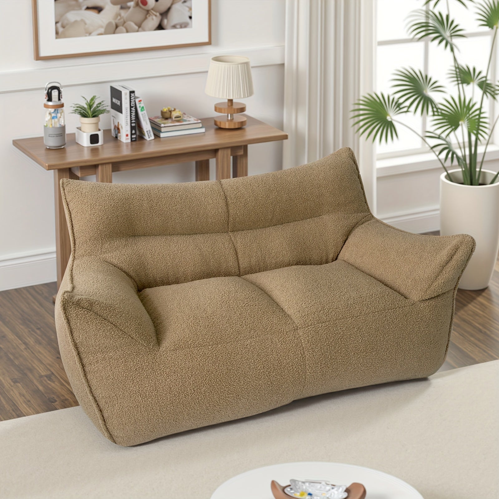 Giant Bean Bag Chairs For Adults With Filling Plush Fluffy Bean Bag Single Sofa And Loveseat With Armrest, Lounge Lazy Floor BeanBag Chair, Cozy Fluffy Couch For Living Room, Bedroom & Dorm