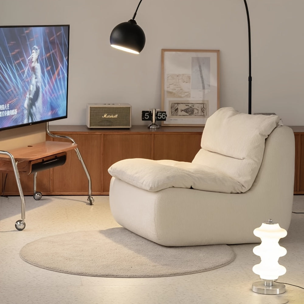 1pc, Lazy Sofa With Cushion Sofa, Small Living Room, Leisure Chair, Cream Small Sofa, Single Person