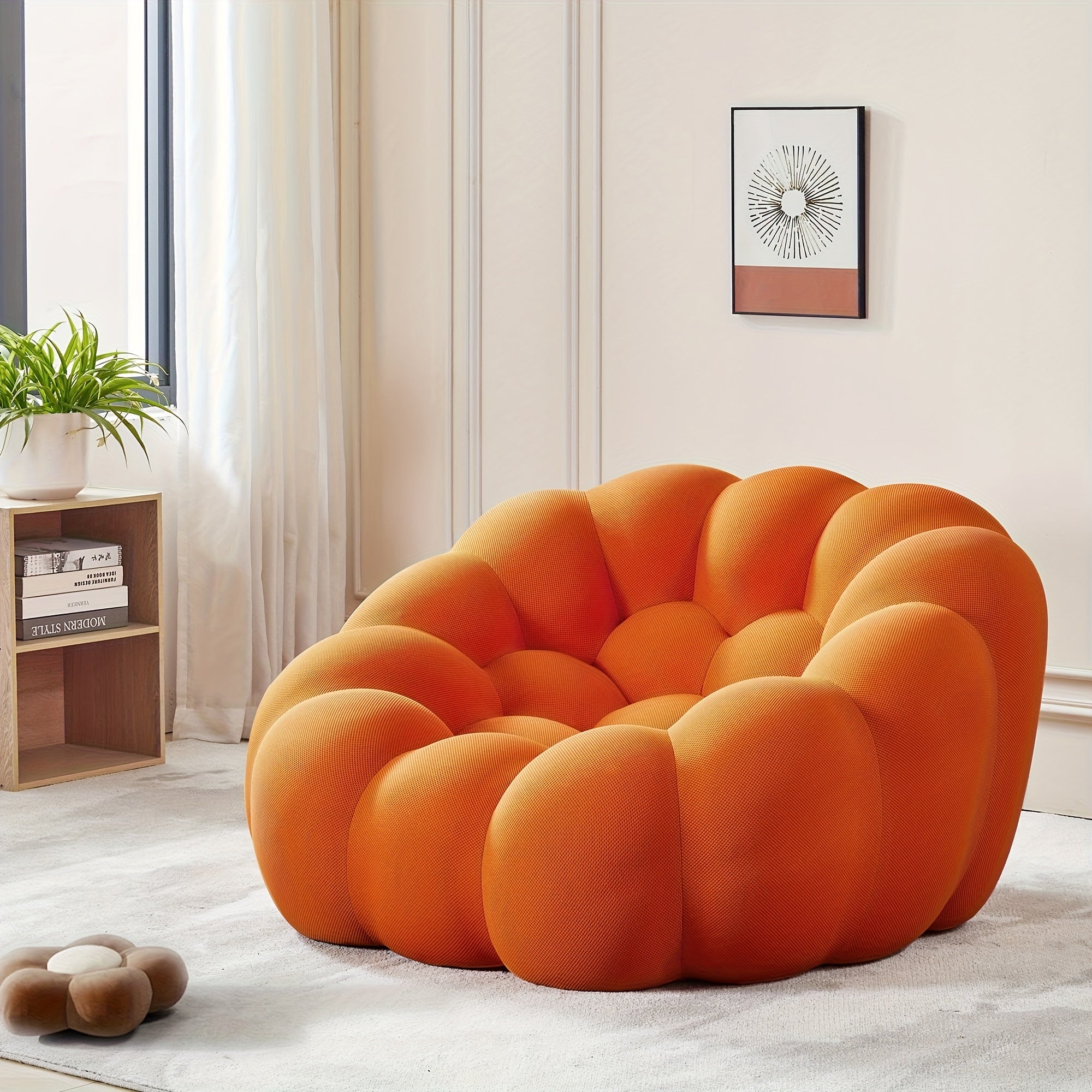 Modern Sofa, Upholstered Oversized Singe Sofas Lounge Chair, Free Installation Bean Bag Chair with 3D Textile Material, Comfy Lazy Chairs for Living Room, Apartment, Office