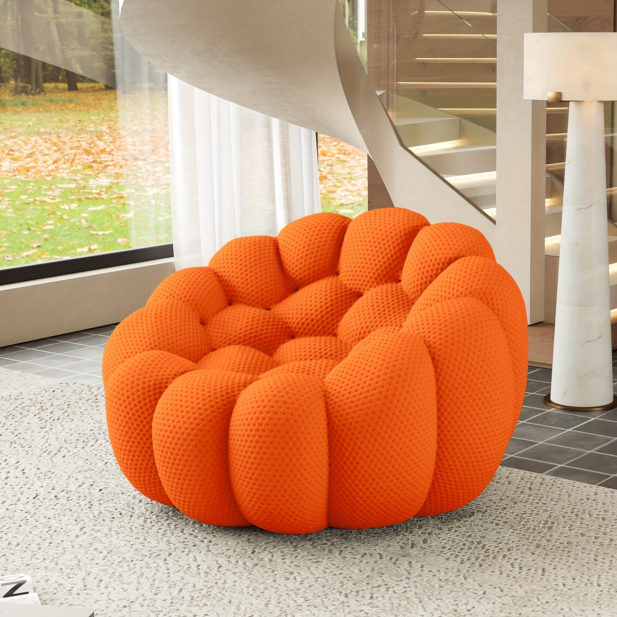 Comfy Upholstered Sofa, Mesh Fabric Floor Sofa, 3D Honeycomb Shape Modern Couch For Living Room, Office, Apartment