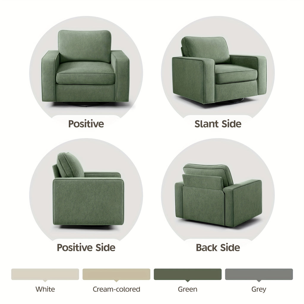 KERDOM 360° Swivel Barrel Sofa Chair, Modern Single Sofa Lounge Armchair, Cloud Plush Rotating Accent Sofa, Seating Corner Nook Side Reading Seat 360 Degree Rotation Base, Removable And Washable Pillows, One-Seater Sofa Chair for Office\u002FLeisure Room