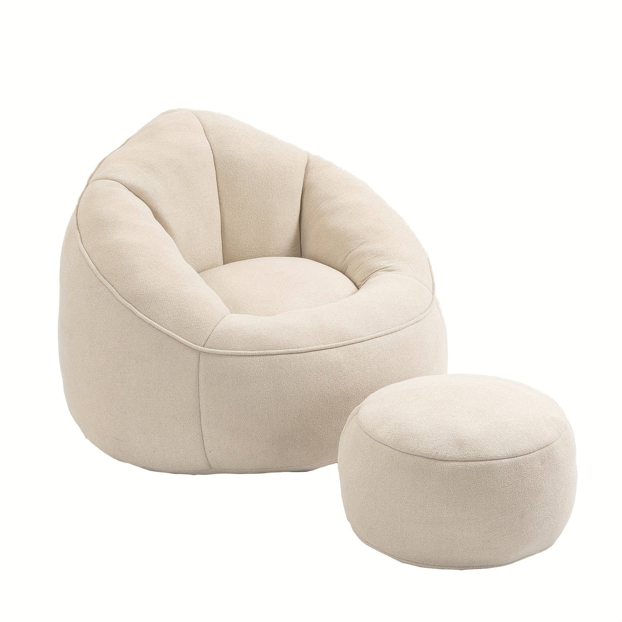 Bean Bag Chair With Ottoman, Comfy Bean Bag Sofa Chair, High Pressure Foam Lazy Sofa, Modern Accent BeanBag Chairs For Living Room, Bedroom