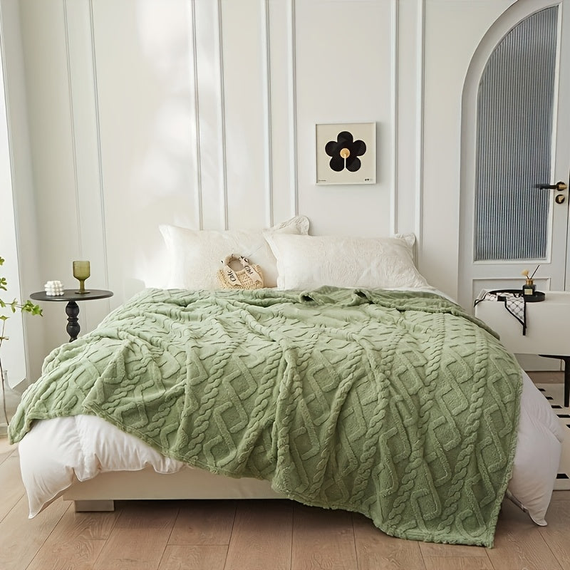 1pc Extra Thick Plush Fleece Blanket - Ultra Soft Luxury Bedspread\u002FThrow - All-Season Couch, Bed, Travel - Beige, Brown, Gray, Blue, Green, Pink, Black, White, - Elegant Home Decor in Neutral Tones - Cozy Warmth for Modern Interiors - Lamb Fleece wit